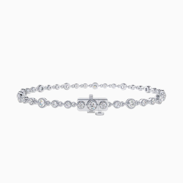 4.0-5.0 Carat D-F VS+ Ideal Cut Round Diamond 14K White Gold Tennis Bracelet