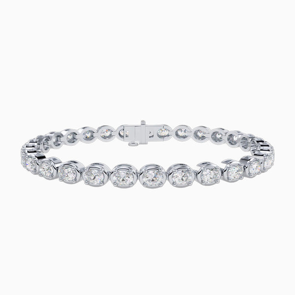 6.0 Carat D-F VS+ Ideal Cut Round Diamond 14K White Gold Tennis Bracelet