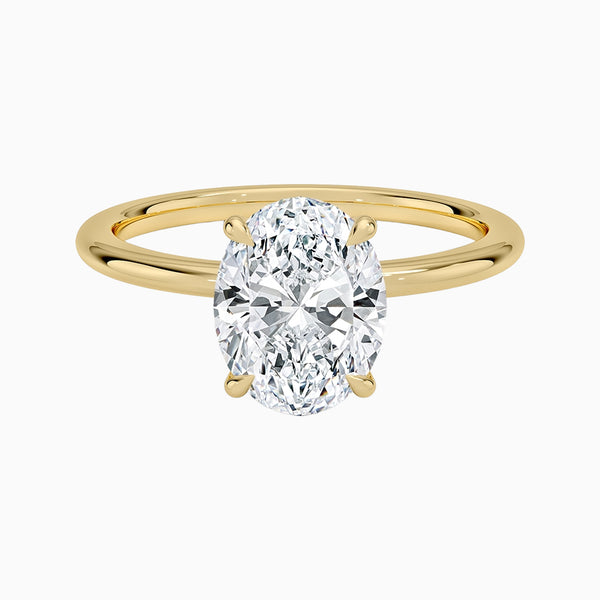 1.0-3.0 Carat D-F VS+ Ideal Cut Oval Diamond 14K Gold Solitaire Ring