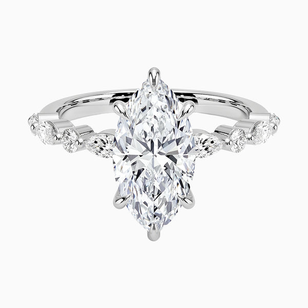 1.0-3.0 Carat D-F VS+ Ideal Cut Marquise Diamond 14K Gold Channel Set Ring