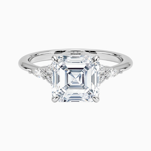 1.0-3.0 Carat D-F VS+ Ideal Cut Asscher Diamond 14K Gold Solitaire Ring