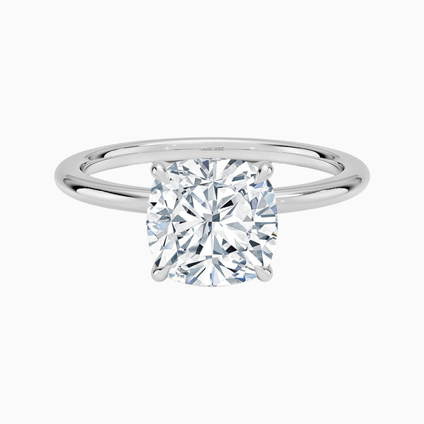 1.0-3.0 Carat D-F VS+ Ideal Cut Cushion Diamond 14K Gold Solitaire Ring