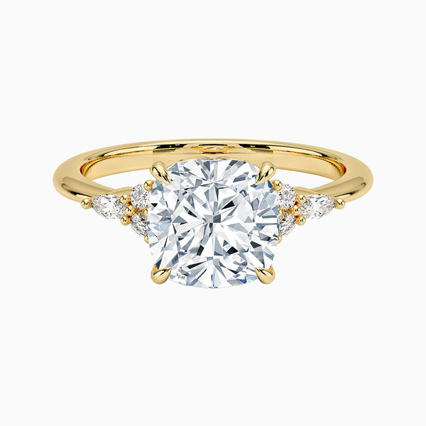 1.0-3.0 Carat D-F VS+ Ideal Cut Cushion Diamond 14K Gold Solitaire Ring