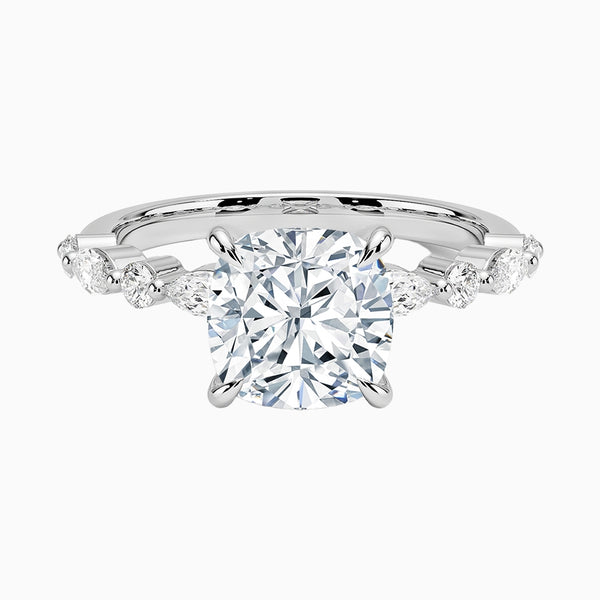 1.0-3.0 Carat D-F VS+ Ideal Cut Cushion Diamond 14K Gold Channel Set Ring