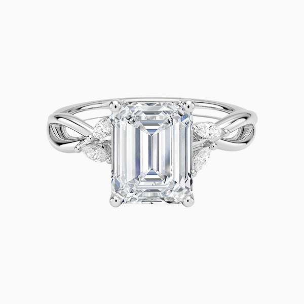 1.0-3.0 Carat D-F VS+ Ideal Cut Emerald Diamond 14K Gold Side Stone Vintage Ring