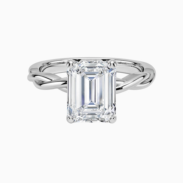 1.0-3.0 Carat D-F VS+ Ideal Cut Emerald Diamond 14K Gold Solitaire Ring