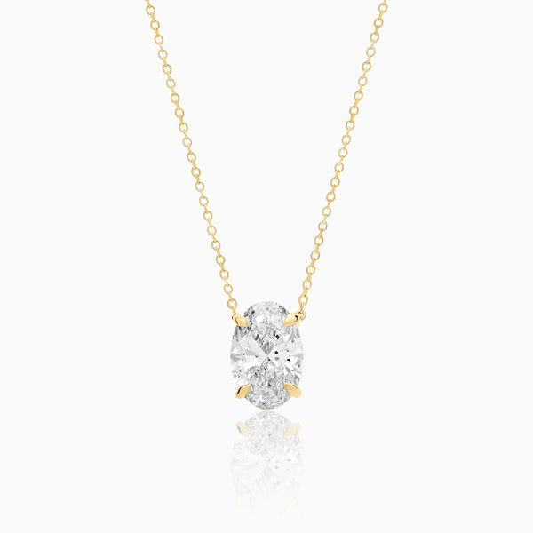 Carré de Luxe Collection D-E VS+ Oval Diamond Prong Necklace
