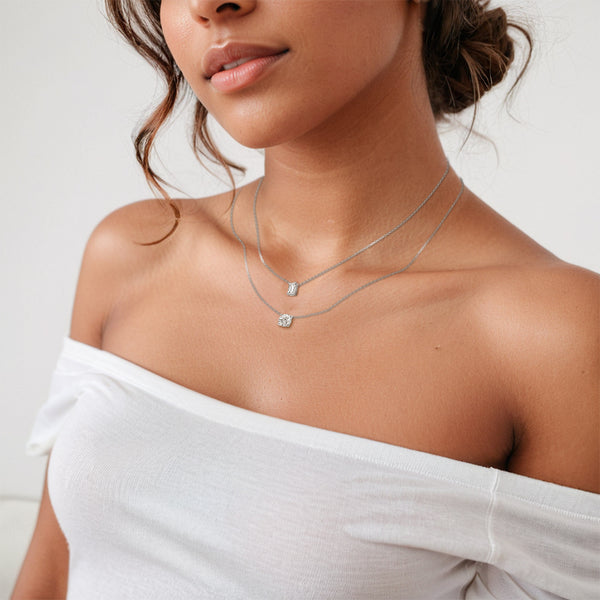 Carré de Luxe Collection D-E VS+ Emerald Diamond Prong Necklace