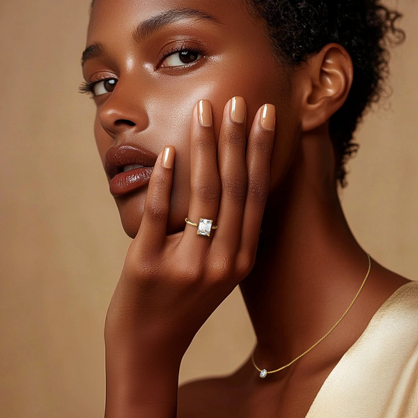 Carré de Luxe Collection D-E VS+ Emerald Diamond Prong Ring