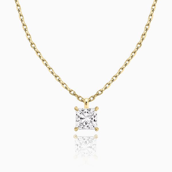 Carré de Luxe Collection D-E VS+ Princess Diamond Solitaire Necklace