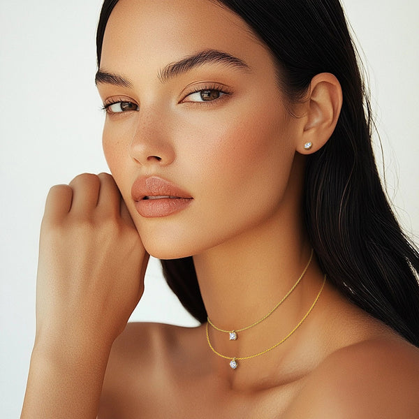 Carré de Luxe Collection D-E VS+ Round Diamond Solitaire Necklace