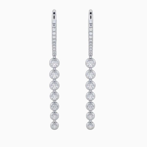 0.5 Carat D-F VS+ Ideal Cut Round Diamond 14K White Gold Drop Earrings