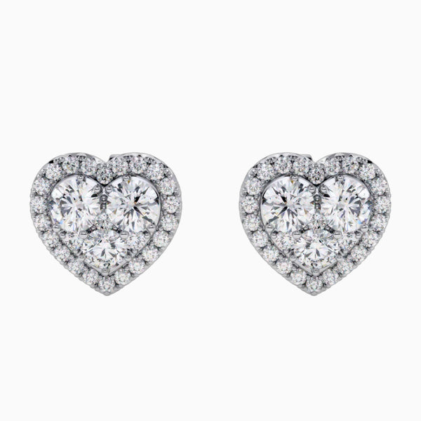 0.5-2.0 Carat D-F VS+ Ideal Cut Round Diamond 14K White Gold Stud Earrings