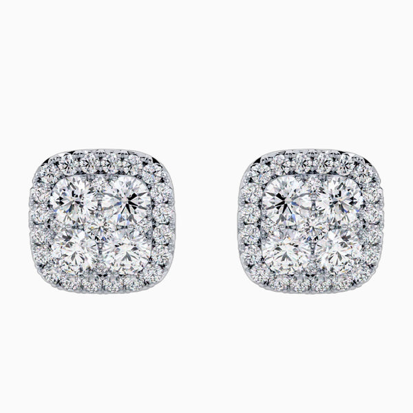 0.5-2.0 Carat D-F VS+ Ideal Cut Round Diamond 14K White Gold Stud Earrings