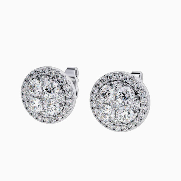 0.5-2.0 Carat D-F VS+ Ideal Cut Round Diamond 14K White Gold Stud Earrings