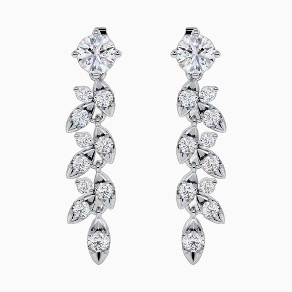 1.5 Carat D-F VS+ Ideal Cut Round Diamond 14K White Gold Drop Earrings