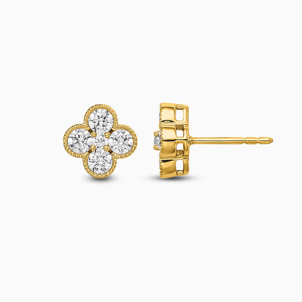 0.99 carat Lab Grown Diamond VS D-F Bloom Floral Post Earrings