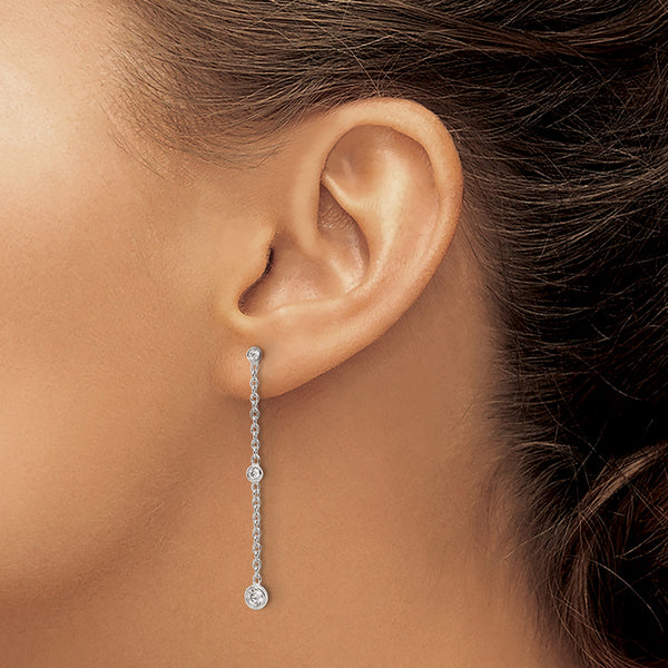 14K White Gold 0.338 carat Lab Grown Diamond VS D-F Graduated Dangle Post Earring