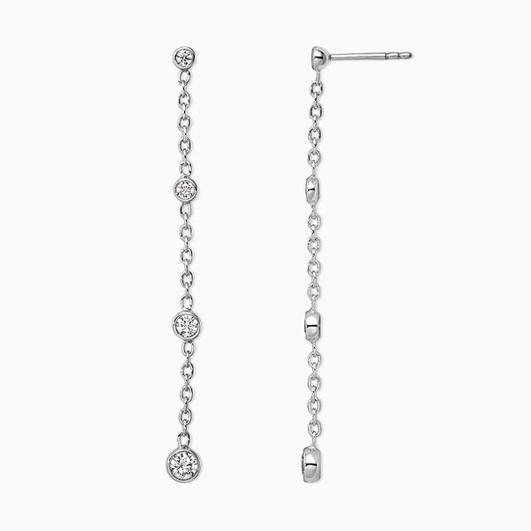 14K White Gold 0.468 carat Lab Grown Diamond VS D-F Graduated Dangle Post Earring