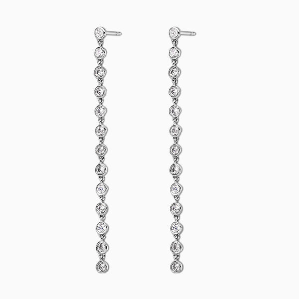 14K White Gold 0.65 carat Lab Grown Diamond VS D-F Graduated Dangle Post Earring