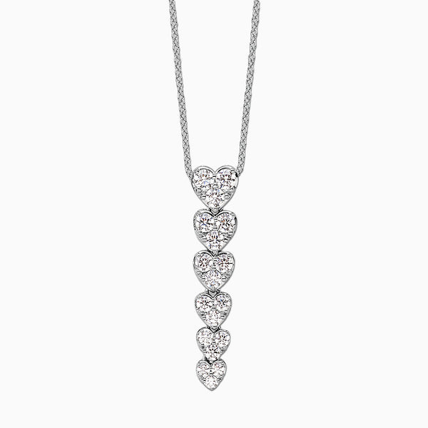 14K White Gold 1 carat Lab Grown Diamond VS D-E 18 inch Hearts Pendant Necklace
