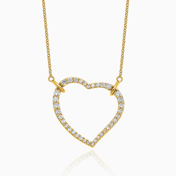 14K Yellow Gold 0.69 carat Lab Grown Diamond VS D-F 18 inch Oppen Heart Pendant Necklace