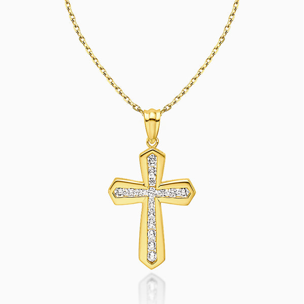 14K Yellow Gold 1 carat Lab Grown Diamond VS D-F Cross Pendant