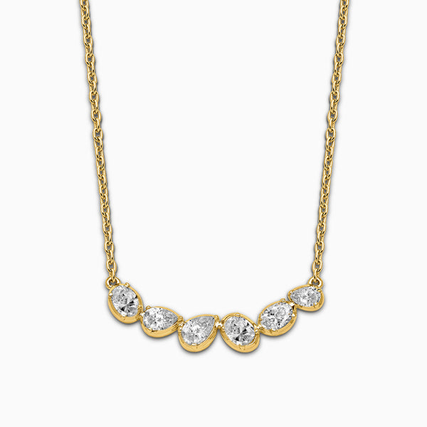 14K Yellow Gold 0.434 carat Lab Grown Diamond VS D-F 18 inch Fashion Bar Necklace