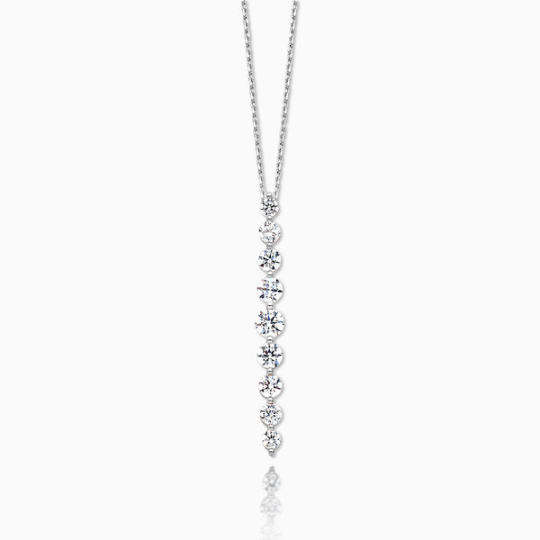 14K White Gold 1 carat Lab Grown Diamond VS D-F 18 inch Vertical Slide Necklace