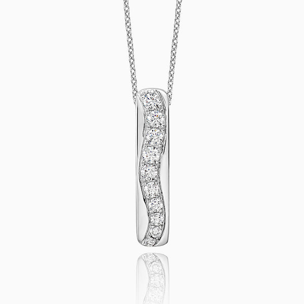 14K White Gold 0.74 carat Lab Grown Diamond VVS D-F 18 inch Vertical Bar Slide Necklace