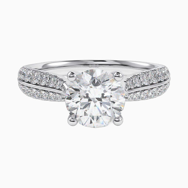 1.0-3.0 Carat D-F VS+ Ideal Cut Round Diamond 14K White Gold Solitaire Ring
