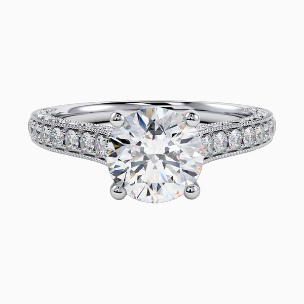 1.0-3.0 Carat D-F VS+ Ideal Cut Round Diamond 14K White Gold Solitaire Ring