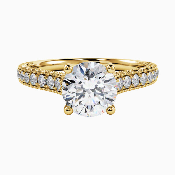 1.0-3.0 Carat D-F VS+ Ideal Cut Round Diamond 14K Yellow Gold Channel Set Ring