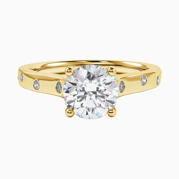 1.0-3.0 Carat D-F VS+ Ideal Cut Round Diamond 14K Yellow Gold Solitaire Ring