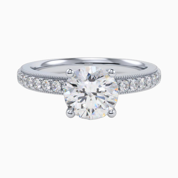 1.0-3.0 Carat D-F VS+ Ideal Cut Round Diamond 14K White Gold Solitaire Ring