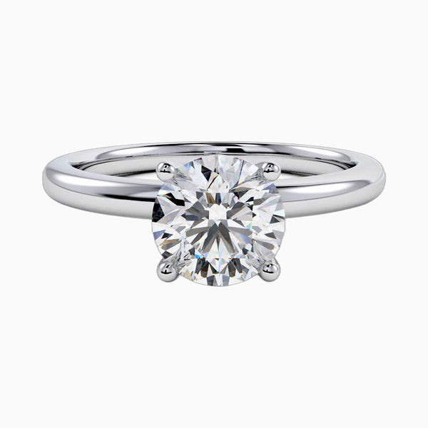 1.0-3.0 Carat D-F VS+ Ideal Cut Round Diamond 14K White Gold Solitaire Ring