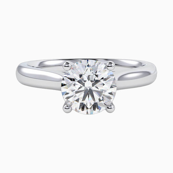 1.0-3.0 Carat D-F VS+ Ideal Cut Round Diamond 14K White Gold Solitaire Ring