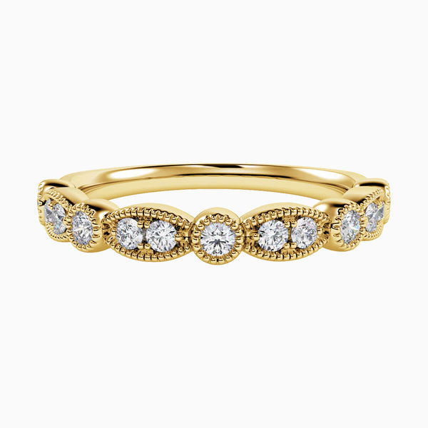 0.5-2.0 Carat D-F VS+ Ideal Cut Round Diamond 14K Yellow Gold Anniversary Ring