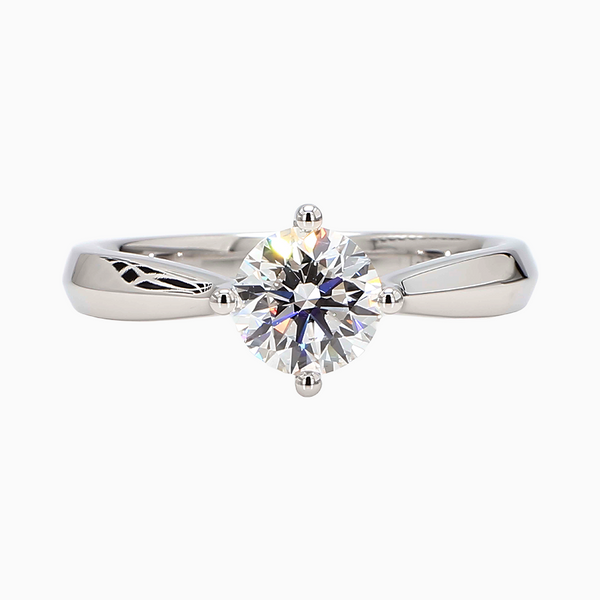 1.0 Carat D-F VS+ Ideal Cut Round Diamond 14K White Gold Solitaire Ring (3.71g)