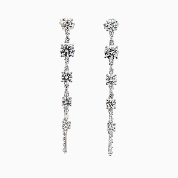 3.1 Carat D-F VS+ Ideal Cut Round Diamond 14K White Gold Drop Earrings (3.51g)