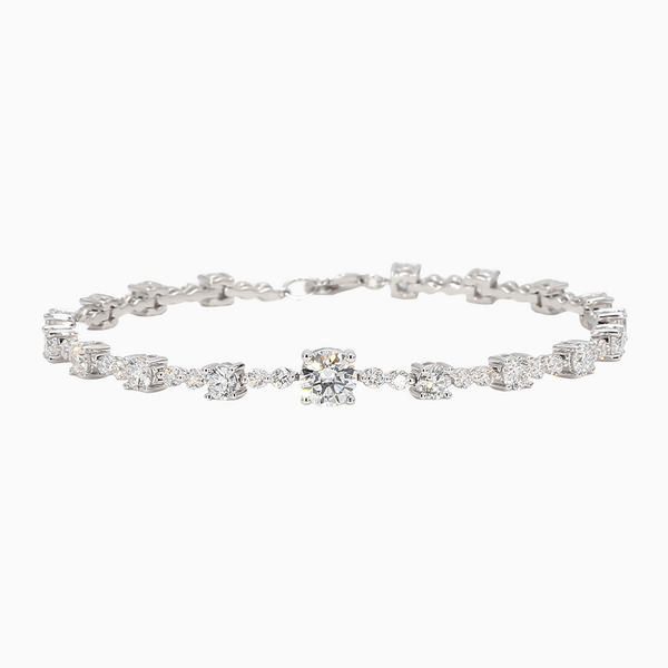 4.6 Carat D-F VS+ Ideal Cut Round Diamond 14K White Gold Tennis Bracelet (7.17g)