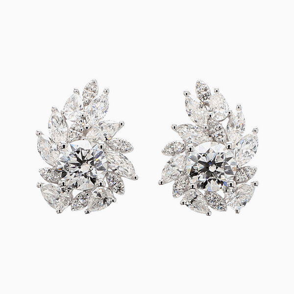 4.1 Carat D-F VS+ Ideal Cut Round Diamond 14K White Gold Stud Earrings (3.78g)