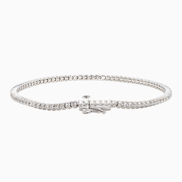 2.0 Carat D-F VS+ Ideal Cut Round Diamond 14K White Gold Tennis Bracelet (9.53g)