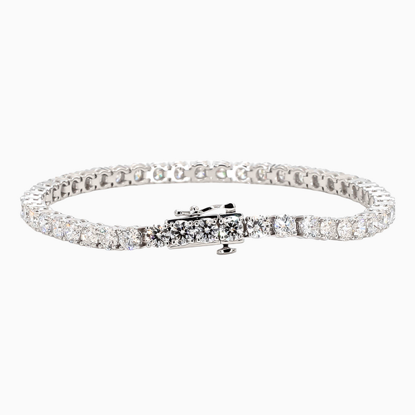 7.1 Carat D-F VS+ Ideal Cut Round Diamond 14K White Gold Chain Bracelet (11.01g)