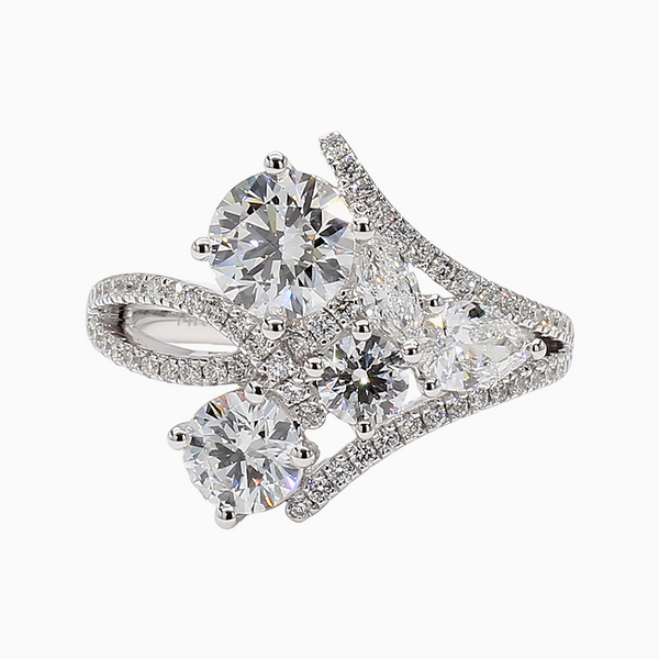 2.3 Carat D-F VS+ Ideal Cut Round Diamond 14K White Gold Vintage Ring (4.56g)