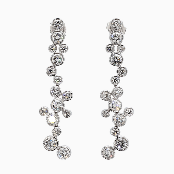 2.0 Carat D-F VS+ Ideal Cut Round Brilliant Diamond 14K White Gold Drop Earrings (6.48g)