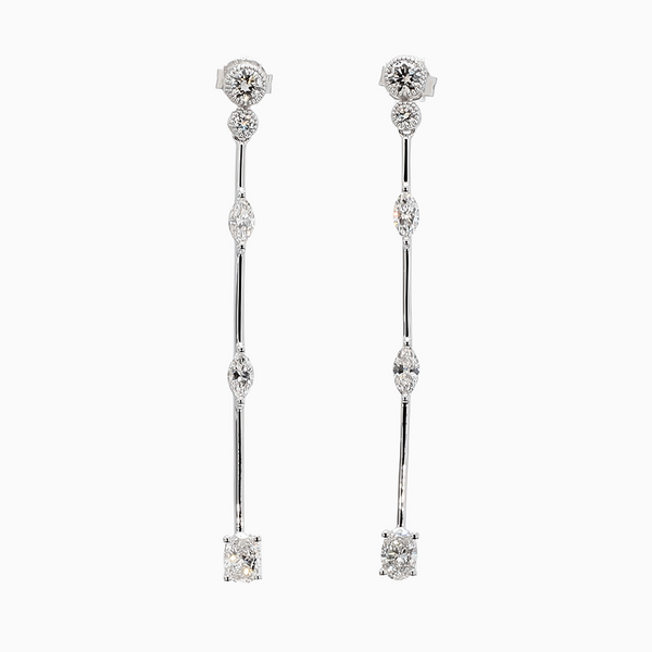 1.4 Carat D-F VS+ Ideal Cut Oval Diamond 14K White Gold Drop Earrings (3.68g)